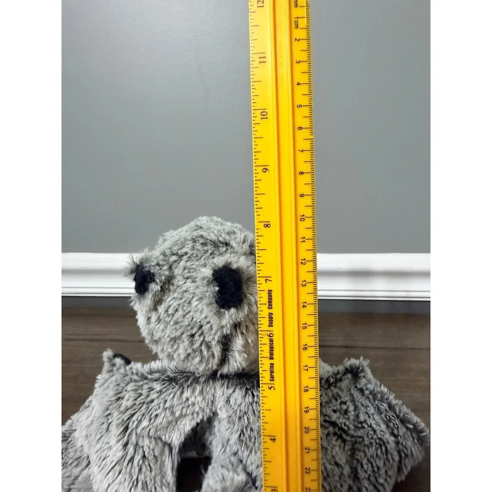 Grey Dragon Plush Stuffed Animal Winged Mythical Creature Teal Heart Grey Black